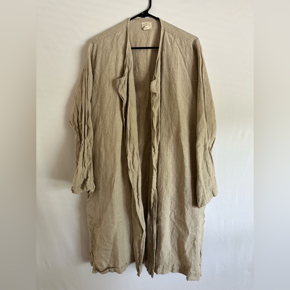 Vikolino L/XL Euro Washed Linen Oversized Lagenlook Long Sleeve Jacket